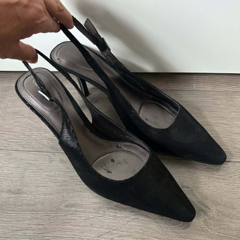 Calvin Klein 3" Sling Back Suede Shoes